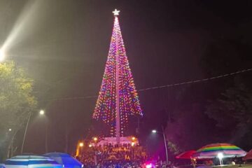 Llego la navidad a San Cristóbal encienden Árbol monumental con más de 2 mil focos