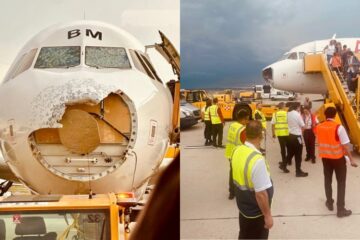 Tormenta de granizo destroza el frente de un avión en pleno vuelo