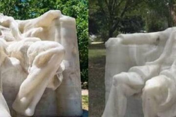 Calor en Washington derrite la cabeza de una estatua de Lincoln