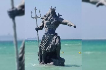 Huracán Beryl: Habitantes de Yucatán piden derribar estatua de Poseidón en Progreso para detener inundaciones