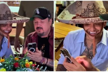 Pepe Aguilar presume a su yerno Christian Nodal y le enseña cómo usar un sombrero charro; los critican: “Lo intentan mucho”